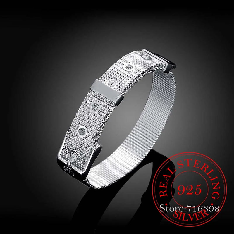 925 Sterling Silver Bracelet Watch Chain for Women Men 14mm Gift