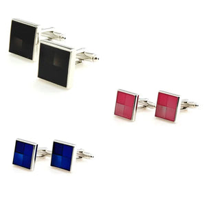 Pink Square Enamel Cufflink Cuff Link