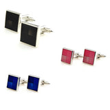 Pink Square Enamel Cufflink Cuff Link