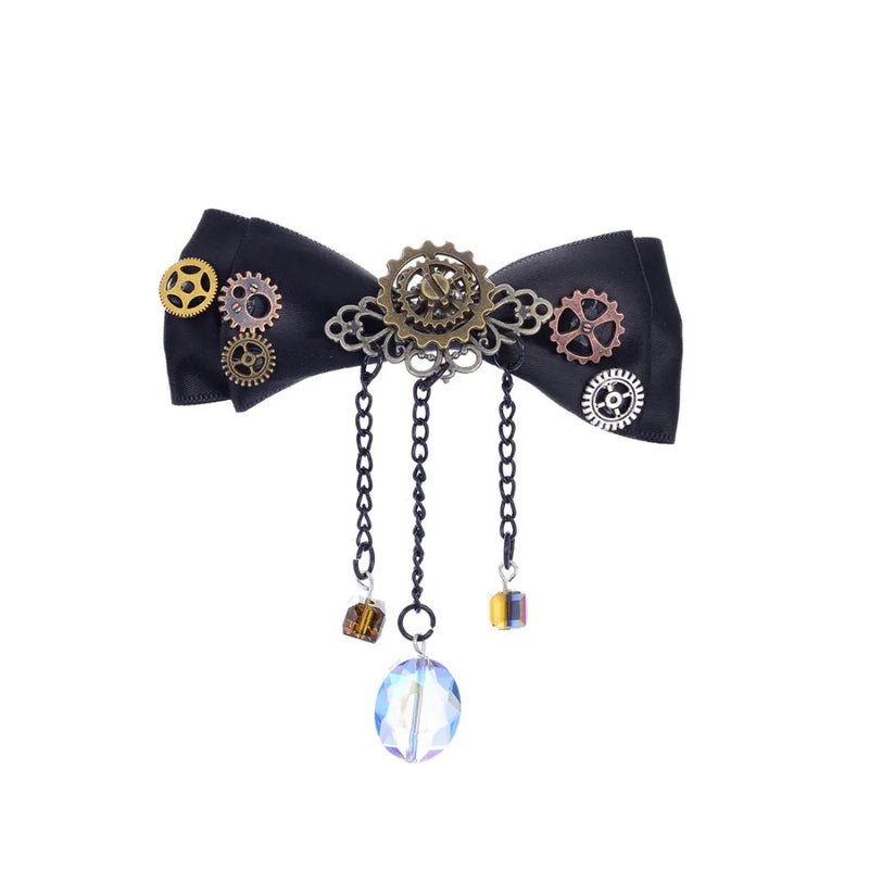 Bow with Crystal Drops Steampunk Hair Accessories