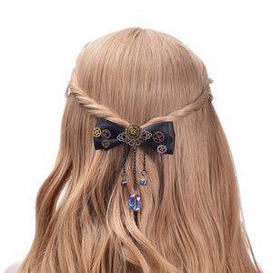 Bow with Crystal Drops Steampunk Hair Accessories