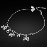 Butterfly Pendant Sterling Silver Anklet