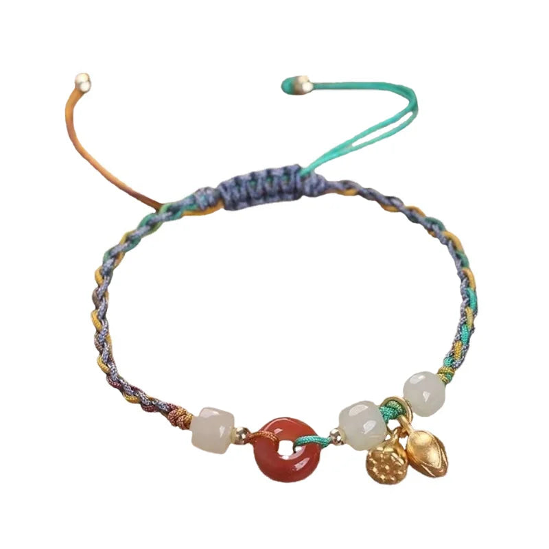 Chinese Style Peace Buckle Bracelet Hand Woven Rope Vintage