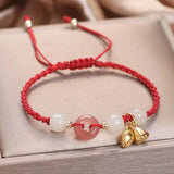 Chinese Style Peace Buckle Bracelet Hand Woven Rope Vintage
