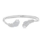 Crystal Feather Open Bracelet for Retro Ladies