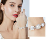 Elegant Freshwater Pearl Zircon Bracelet 18K Plated Gift