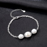 Elegant Freshwater Pearl Zircon Bracelet 18K Plated Gift