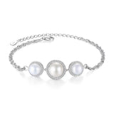 Elegant Freshwater Pearl Zircon Bracelet 18K Plated Gift