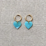 Heart Pendant Earrings Stainless Steel Hoops High Jewelry Women