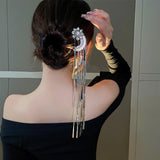 Flower Pearl Tassel Hairpin with Long Tassel