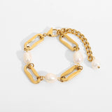 Stylish Women's Stainless Steel Pearl Bracelet