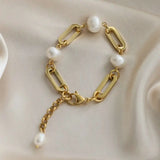 Stylish Women's Stainless Steel Pearl Bracelet
