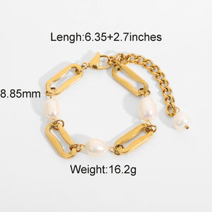 Stylish Women's Stainless Steel Pearl Bracelet