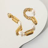 Stylish Women's Stainless Steel Pearl Bracelet