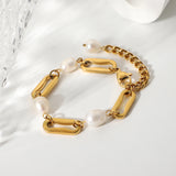 Stylish Women's Stainless Steel Pearl Bracelet