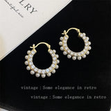 Geometric Zircon Pearls Sparkling Earrings