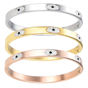 Stylish Stainless Steel Metal Bangle Jewelry, Eyes Stone Bracelets