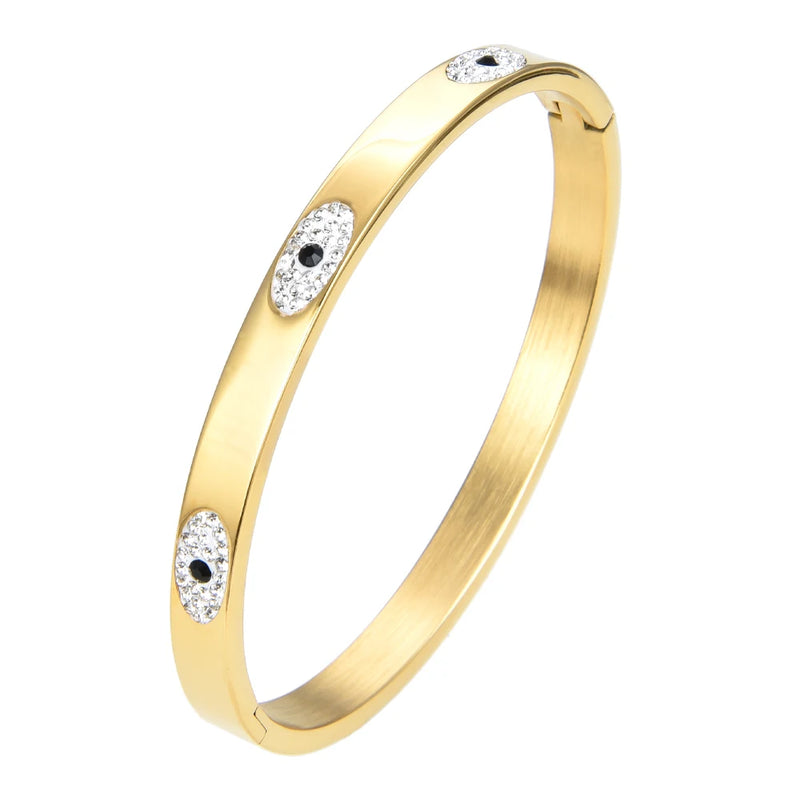 Stylish Stainless Steel Metal Bangle Jewelry, Eyes Stone Bracelets
