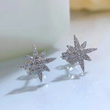 Hipsters Pozi 8-pointed Star Diamond Stud Earrings S925 Sterling Silver