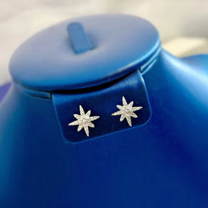 Hipsters Pozi 8-pointed Star Diamond Stud Earrings S925 Sterling Silver