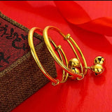 Baby Bracelet Push-Pull Bangle Golden Bell Type Cooper-plated