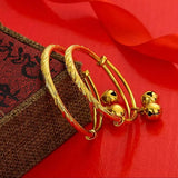 Baby Bracelet Push-Pull Bangle Golden Bell Type Cooper-plated