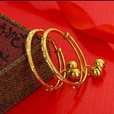 Baby Bracelet Push-Pull Bangle Golden Bell Type Cooper-plated