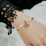 Fashionable Titanium Steel Bracelet Rose Talisman Fu Lock Female Jewelry Set