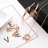 Fashionable Titanium Steel Bracelet Rose Talisman Fu Lock Female Jewelry Set