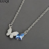 S925 Silver Crystal Butterfly Pendant Necklace For Girlfriend