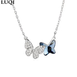 S925 Silver Crystal Butterfly Pendant Necklace For Girlfriend