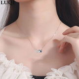 S925 Silver Crystal Butterfly Pendant Necklace For Girlfriend