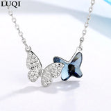 S925 Silver Crystal Butterfly Pendant Necklace For Girlfriend