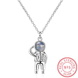925 Silver Astronaut Pendant Couple Necklace