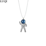 Fashionable S925 Silver Plated Astronaut Pendant Couple Necklaces