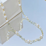 Natural Pearl Bracelet Short Necklace Valentines Jewelry Gift for Women Girls