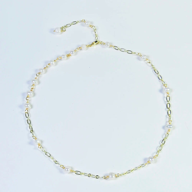 Natural Pearl Bracelet Short Necklace Valentines Jewelry Gift for Women Girls