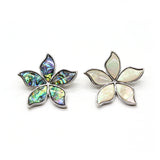 Abalone Shell Flower Pendant Brooch Necklace Leather Rope