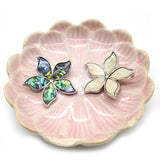 Abalone Shell Flower Pendant Brooch Necklace Leather Rope