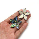 Abalone Shell Flower Pendant Brooch Necklace Leather Rope