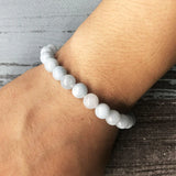Natural Stone Beaded Stretchy Bracelet For Men Gift 8MM A-quamarine Bracelet