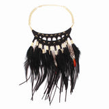 Autumn Chunky Statement Necklace Chain Pendant Choker Feather Necklace
