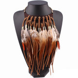Autumn Chunky Statement Necklace Chain Pendant Choker Feather Necklace