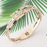 Stainless Steel Roman Numerals Crystal Bangle Party Bracelet