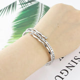 Stainless Steel Roman Numerals Crystal Bangle Party Bracelet