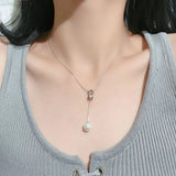 Pin Shape Pendant Real 925 Sterling Silver Women Necklace