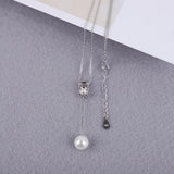 Pin Shape Pendant Real 925 Sterling Silver Women Necklace