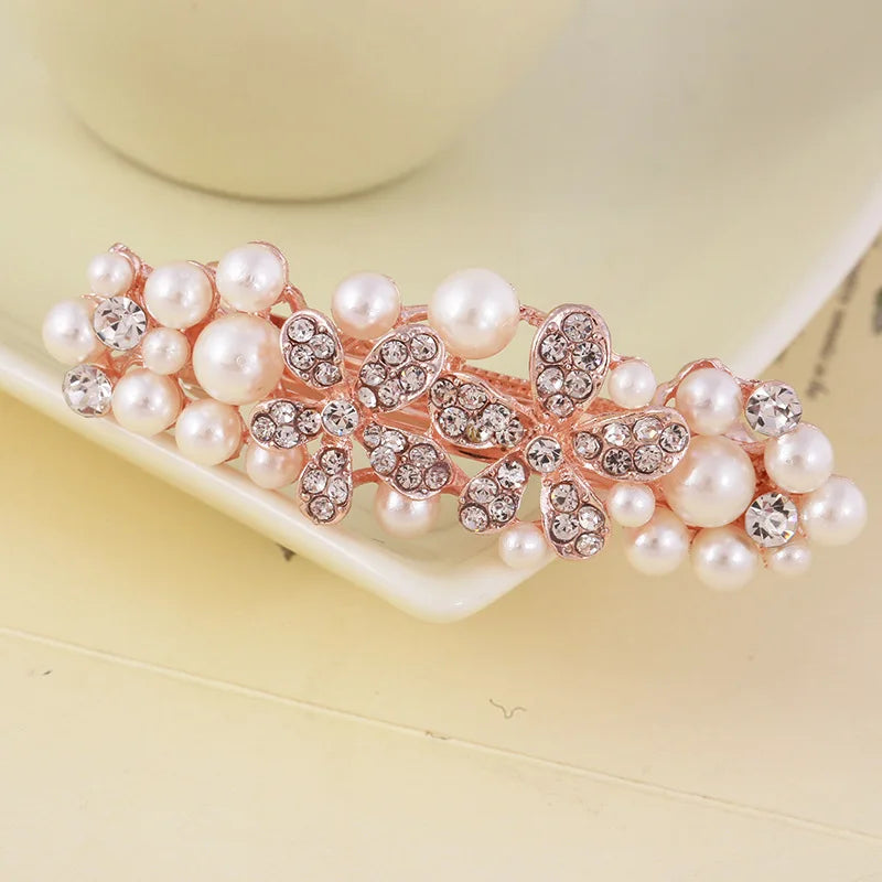 Sweet Pearl Metal Hairpin Rhinestone Word Clip Hair Accessories