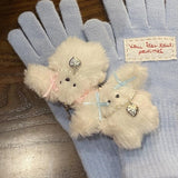 Rabbit Plush Animal Keychain with Bowknot for Women