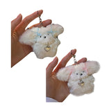Rabbit Plush Animal Keychain with Bowknot for Women